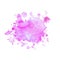 Watercolor stain of neon purple with splashes