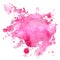 Watercolor stain of pink with splashes