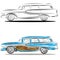 Watercolor Station Wagon Line Art