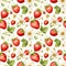 Watercolor Strawberry Seamless Pattern, Aquarelle Red Sweet Berries, Creative Watercolor Strawberries