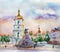 Watercolor street sight illustration. Kiev city. Ukraine