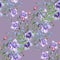 Watercolor stripe meadow bellflowers on purple background. Seamless pattern for design.