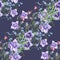 Watercolor stripe meadow bellflowers on violet background. Seamless pattern for design.