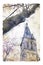 Watercolor style and abstract illustration of ancient gothic cathedral and bare trees