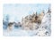 Watercolor style and abstract illustration of magical winter landscape