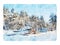Watercolor style and abstract illustration of magical winter landscape