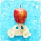 Watercolor style and abstract image of apple over wooden car. Rosh hashanah jewish New Year holiday concept. Apple - Traditional