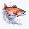 Watercolor Style Arctic Char Clipart With White Background