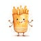 Watercolor-Style cute french fries character with White Background