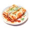 Watercolor-Style Delicious Plate Enchiladas with White Background