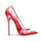 Watercolor-Style designer red stiletto heels with White Background