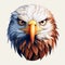 Watercolor Style Eagle Face Illustration With Flat Shading