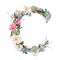 Watercolor style Floral Monogram Letter C with many kind of flowers and succulent.