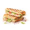 Watercolor-Style grilled panini sandwich with White Background