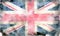 Watercolor style image of an old union jack british flag with dark edges