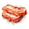 Watercolor-Style juicy bacon with White Background