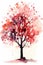 Watercolor Style Redbud Tree Painting with Minimalistic Design .