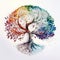 Watercolor style tree of life, mythological sacred tree, spiritual life concept. Generative AI