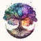 Watercolor style tree of life, mythological sacred tree, spiritual life concept. Generative AI