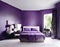 Watercolor of Stylish purple bedroom with