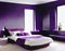 Watercolor of Stylish purple bedroom with