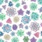 Watercolor succulent seamless pattern