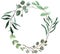 Watercolor summer greenery wreath. Eucalyptus, spring greenery frame. Wedding floral invitation frame.