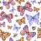 Watercolor summer natural colorful butterfly seamless pattern