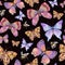 Watercolor summer natural colorful butterfly seamless pattern