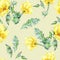 Watercolor summer seamless pattern of Horned Poppy yellow flowers