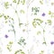 Watercolor summer seamless pattern of yellow wildflowers