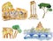 Watercolor summer set. ancient rome - hand drawn set. Watercolor painting on white. watercolor background.