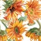 Watercolor sunflower abstract print background. Seamless pattern