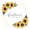 Watercolor sunflower floral rustic border