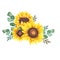 Watercolor sunflowers bouquet, hand painted sunflower bouquets, sunfower flower arrangement. Wedding invitation clipart elements.