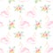 Watercolor Swans and Flowers Pattern