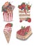 Watercolor sweet dessert strawberry clipart