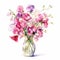 Watercolor Sweet Pea Bouquet: Photorealistic Still Life Painting