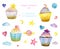 Watercolor sweet set magic cupcake