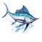 Watercolor Swordfish Illustration: Marlin Fishing Clipart