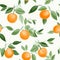 Watercolor Tangerine Seamless Pattern Stylish Wallpaper