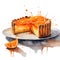Watercolor tasty orange citrus tart. food and dessert illustration