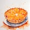 Watercolor tasty orange citrus tart. food and dessert illustration