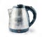 Watercolor teapot of stainless steel. Cooking tool to boil hot water. Realistic painting with kitchen item isolated on