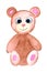 Watercolor teddy bear. Hand drawn plush toy. Cute illustration for children