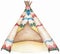 Watercolor teepee tent illustration for invitation, wedding or greeting cards