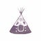 Watercolor teepee on the white background