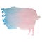 Watercolor texture - isolated spot. Rose quartz. Light blue and