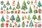 watercolor themed picture of a Christmas tree and a gift box. Created using Generative AI