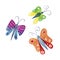 Watercolor three color butterflies